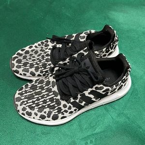 Adidas Black and White Leopard Print Sneakers